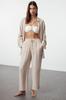 Women's Fashion Light Blue Woven Shirt Trousers Set