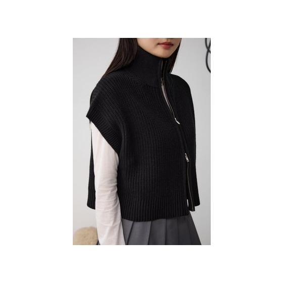 Zip up knit vest BLK