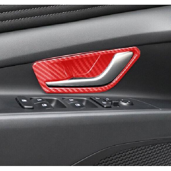 Inner Door Handle Decor Frame Cover For Hyundai Elantra 21- Red Carbon Fiber