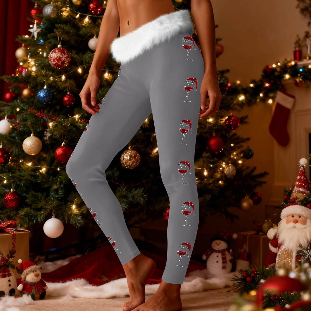 Women's Fashion Casual Fleece-Lined Patchwork Print Straight-Leg Pants