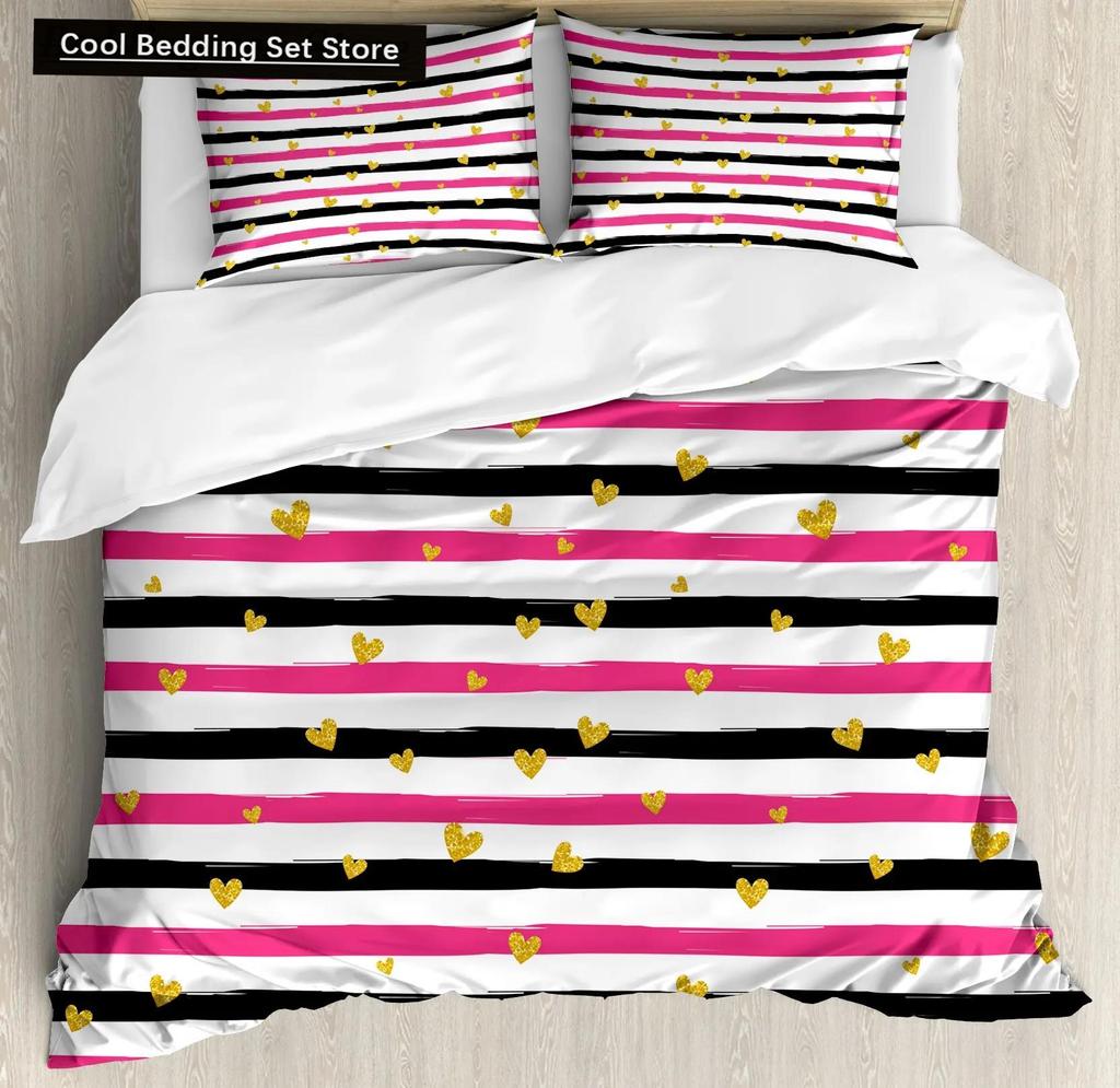 Kjærlighetshjerte Sengetøysett Enkelt Rutete Dynetrekk 200x200 Putetrekk Enkelt Dobbel Queen King Nordisk Par Sengedekke Sengetøy