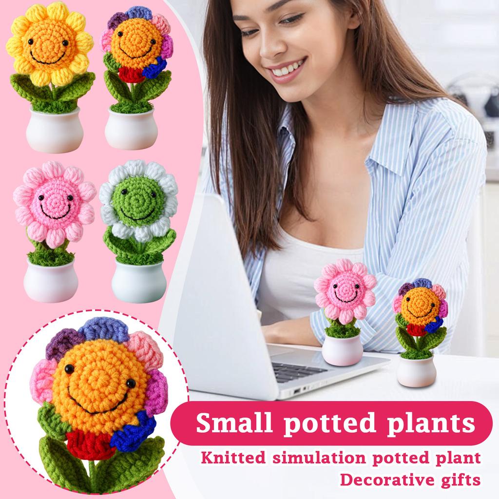 Single Handmade Crocheted Puff Flower Pot - Multicolored Decorative Flower For Home, Or Gifting (Choose Your Favorite Color)