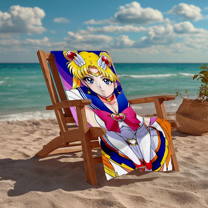 Ultra-Soft Beach Towel with Sailor Moon Theme,Ideal for Pool - Camping, Diving - Perfect Travel Essential, Vibrant Beach Towel.