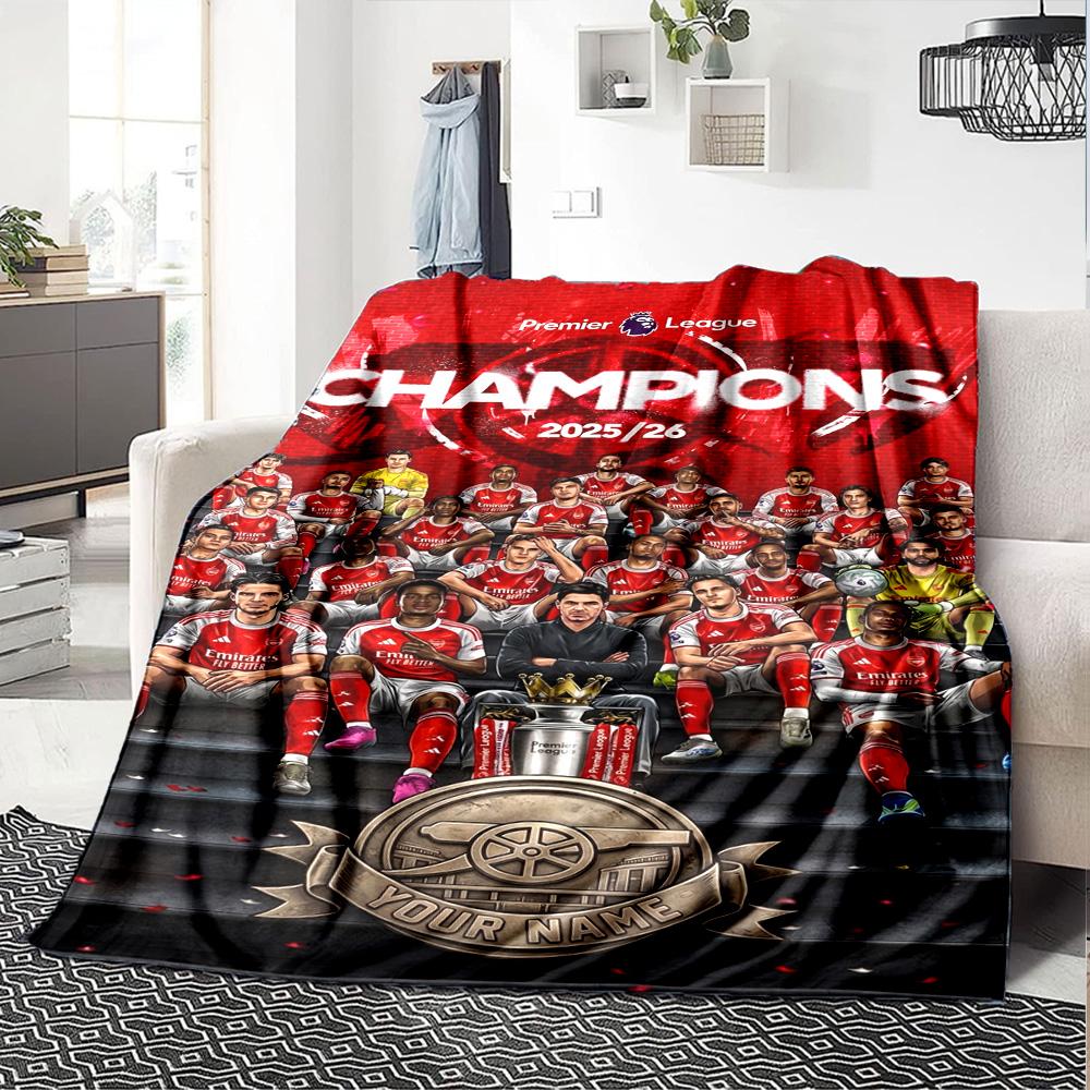Arsenal Football Player Customize Text Blanket Gift Customizable Blanket Comfortable Perfect for Home Decor Seaside Living Room Picnics