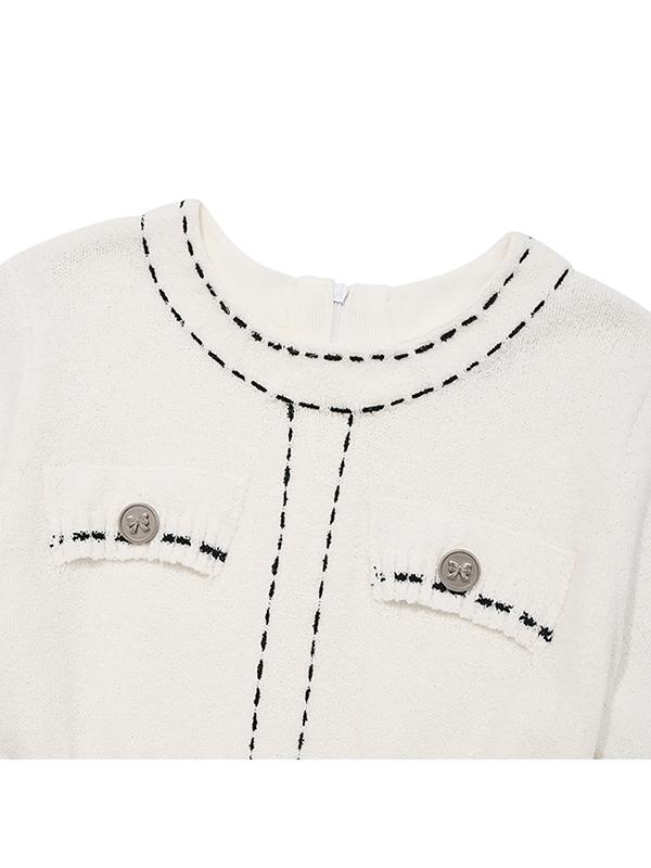 Kirsh Color Stitch Point Knit Dress [Ivory]
