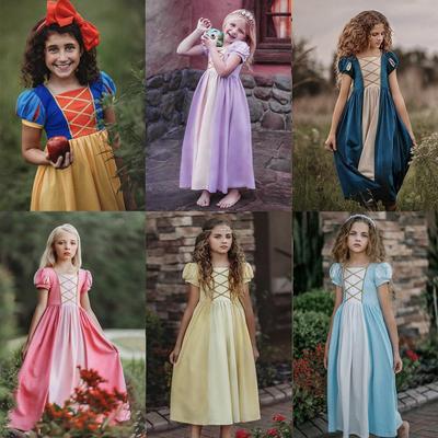 Europäischer und Amerikanischer Prinzessinnen-Stil Gestricktes Belle & Cinderella Kleid für Mädchen - Schneewittchen Thema