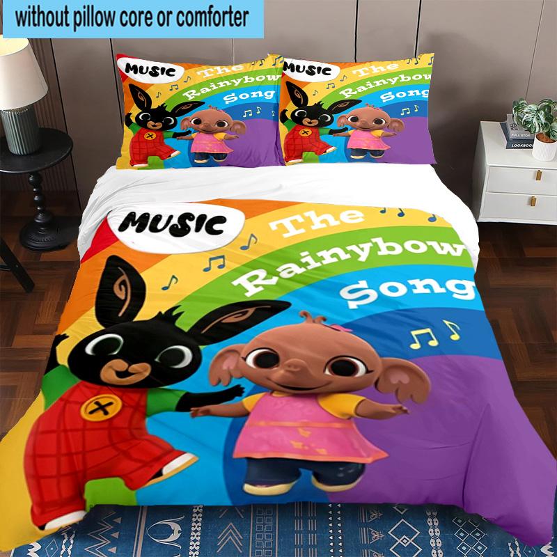 3PCS Bunny And Friends Adventure 3pcs Bedding,Including 3PCS Duvet Cover And 2pcs Pillowcases Perfect for Christmas,Ideal for Bedroom, Dormitory