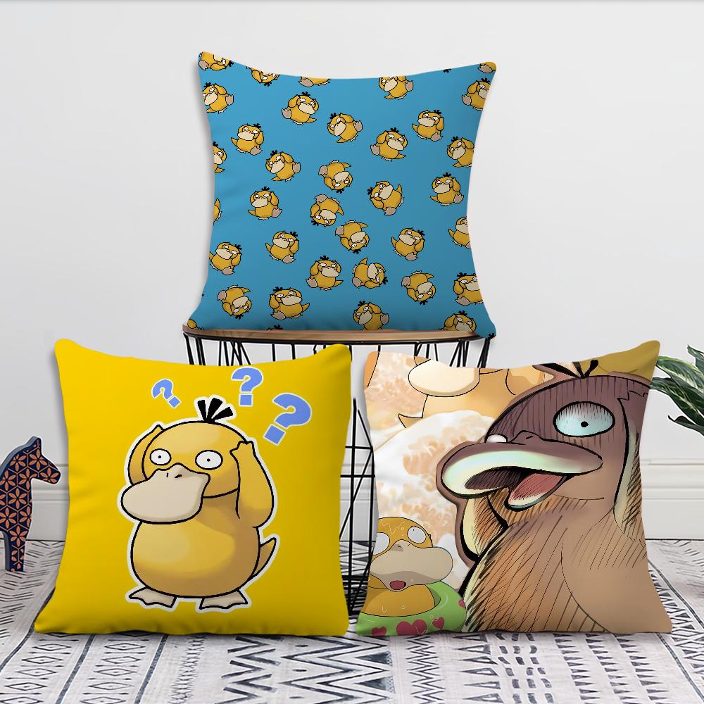 Kreslený P-Psyduck Roztomilý Pohovka Obývací pokoj Ložnice Čelo postele Opěrka Polštář Čtvercový polštář Polštář na zdřímnutí Povlak na polštář