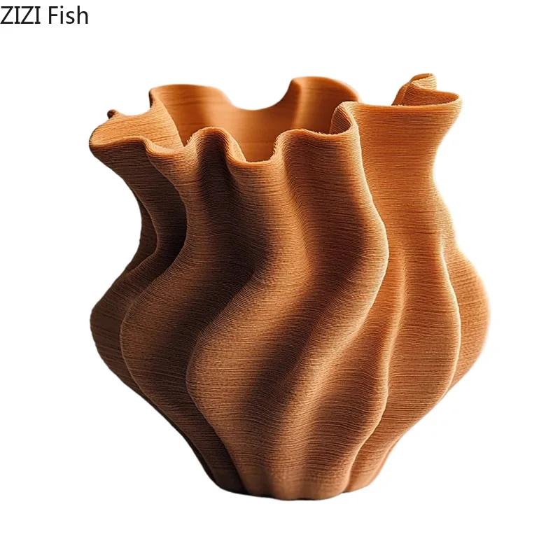 Nieregularny Pognieciony Wazon Kreatywne Nieregularne Skręcone Ozdoby Dekoracja Biurka Abstrakcyjne Rękodzieło Rzeźba z Żywicy Estetyczny Wystrój Pokoju