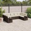 Vidaxl 9-Cz. Garden Furniture Set With Cushions, Brown, Poly Rattan