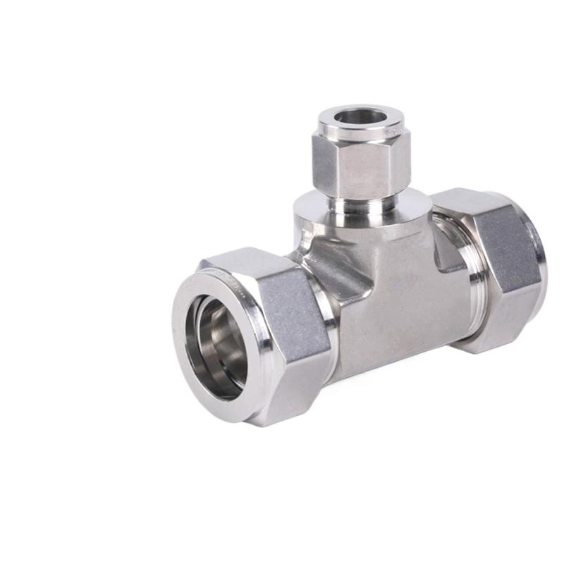 Tee 3 Ways Reducer 1/16"-1" 3-25mm Tube OD Compression Union SUS316L Stainless Coupler Pipe Fitting Connector With UNF Nut Lock
