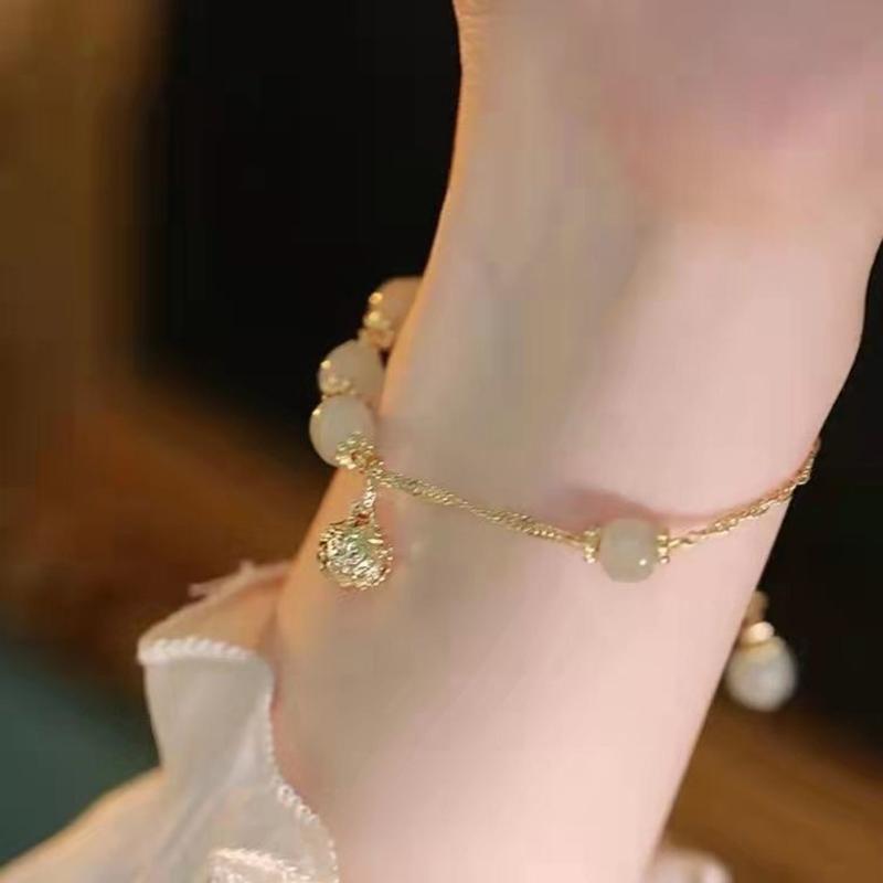 Small And Exquisite Fu Character Lucky Hetian Jade Bracelet Creative All-Match Auspicious Cute Temperament Party Jewelry Gift