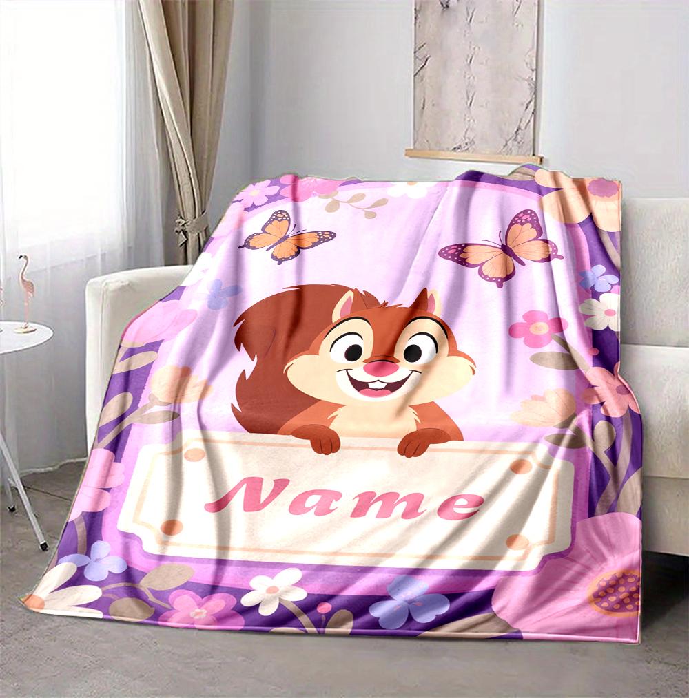 Custom Name Butterfly Garden Flannel Blanket Throw Blanket Soft Warm Sofa Bed Home Decor Unique Gift
