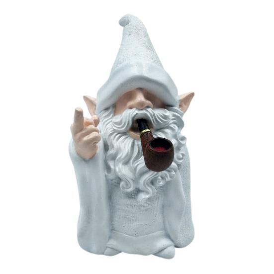 Vidurinio piršto dūmų nykštuko statulėlė Juokingas sodo burtininko nykštuko figūrėlė Nedorėliška dervos skulptūra Vejai Sodo Balkonui Verandai Terasa Namų dekoravimui