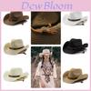 Adjustable Western Cowboy Straw Hat For Women Perfect For Outdoor Beach Activities With Sun Protection And Stylish Brim