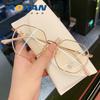 Korean Style Retro Gold Wire Glasses Frame for Women - Anti-Blue Light & Anti-Radiation, Small Polygon Myopia Design.