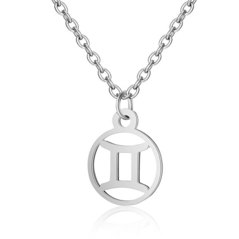 Stainless Steel Zodiac Pendant Necklace with Thin Chain