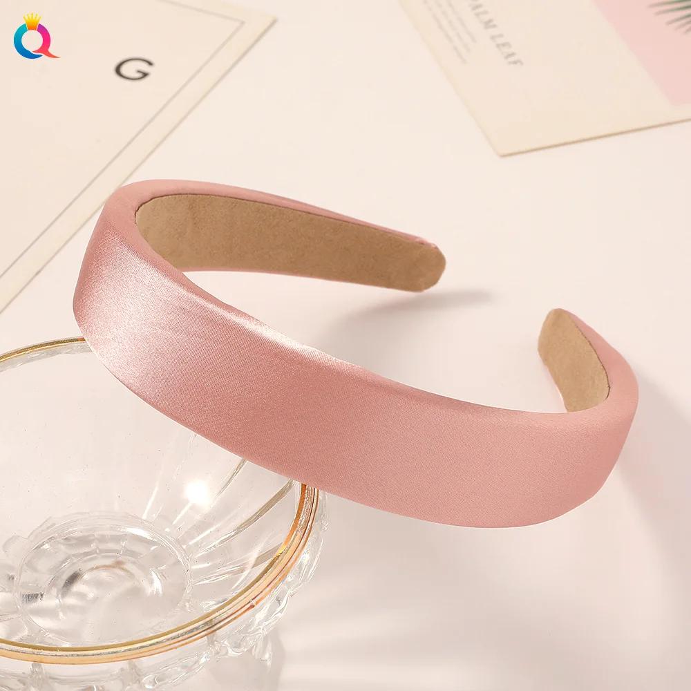 1pcs Satin Sponge Headband for Women Solid Colors Thick Hair Hoop Hairband Fashion Hair Accessories