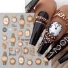 Nail Art Relief Sticker Retro Style Gold Watch Watch Necklace Nail Art Adhesive Sticker