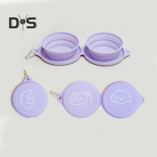 Pet Folding Bowl Anti Slip Silicone Collapsible Dog Bowl Portable Dog Cat Outdoor Travel Food Water Feeding Bowl for Camping Hiking Picnic