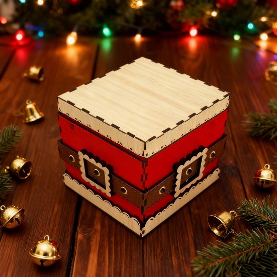 Christmas Gift Box Wooden Storage Box with Lid Xmas Design Present Box for Festive Present Storage Holiday Party Decoration