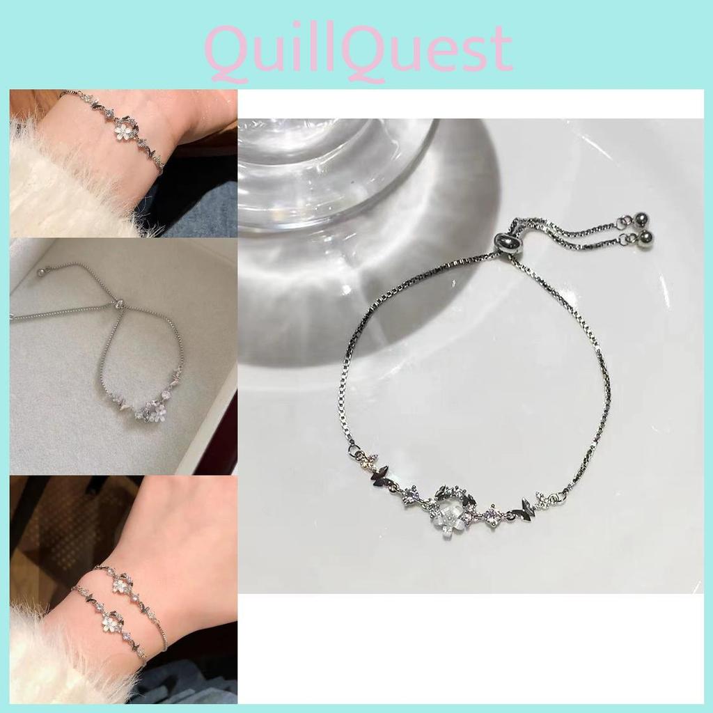 Fashionable Silver Womens Bracelet With Beautiful Floral And Design Butterfly