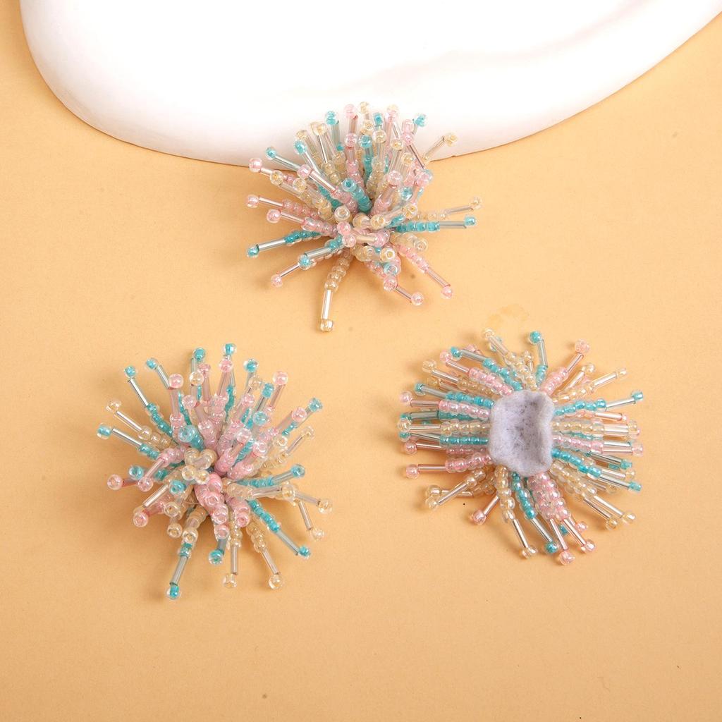 Versatile Black Firework Tassel Flower Hair Clip & Earring Material for DIY Weaving and Beading.