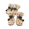 4pcs/set Pet Dog Shoes Winter Warm Strip Puppy Shoes for Small Medium Dogs Anti-slip Puppy  Footwear Cat Dog Walking Sneakers