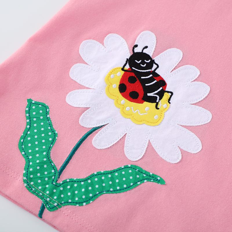 Summer New Girls' Short Sleeve Dress Embroidered Round Neck Knitted Fashion Princess Dress