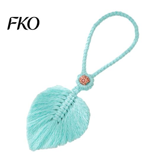 Hand-Knotted Curtain Strap Braided Leaf Tieback, Boho Cotton Rope Holder, Fringe Living Room Tieback Edge Knotted Draperies Holder for Bedroom