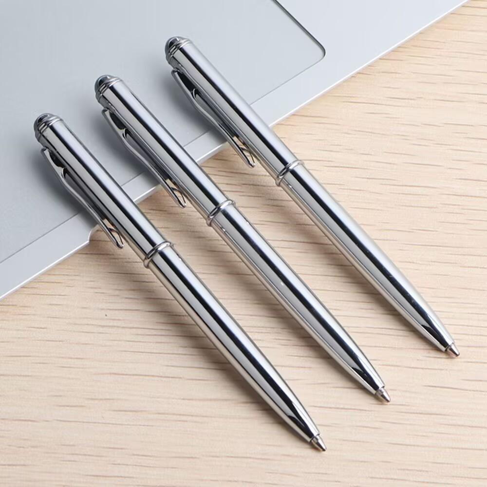 Mini Penna Retrattile In Acciaio Inox Con Portachiavi - Regalo Utile Per Papà, Compleanno E Ufficio