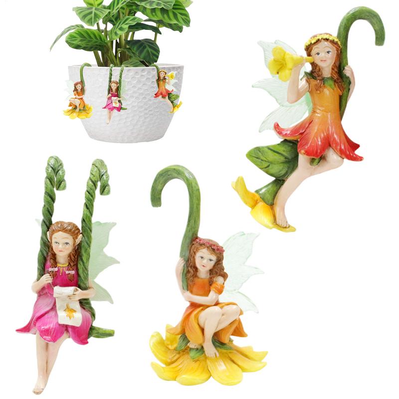 Fairy Garden Miniatures 3X Exquisite Small Resin Adorable Ornament Planter Pot Hanger Decorations Outdoor Landscape Statue for brazil