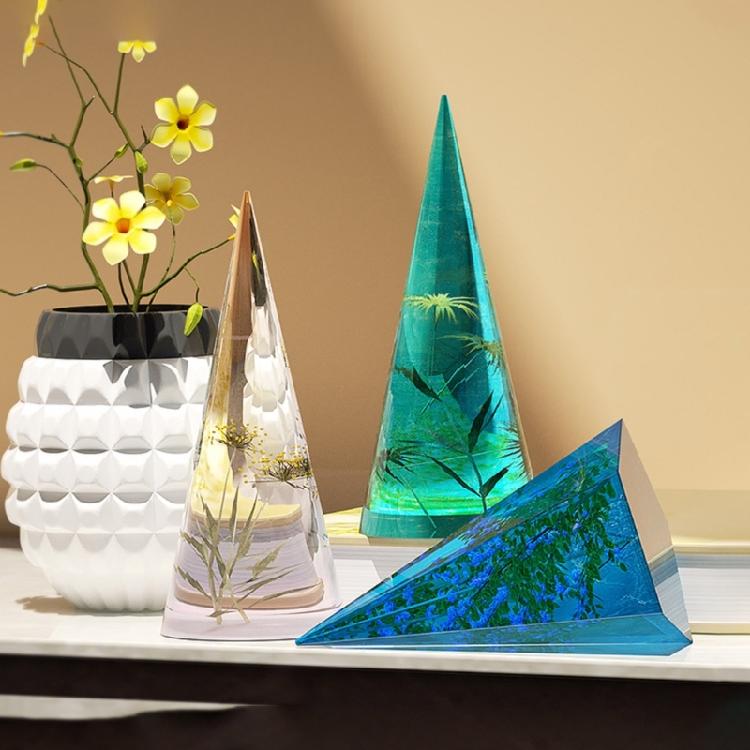 Cone Ring Holder Resin Mold Pyramid Silicone Epoxy Mold for Candle Ring Stand
