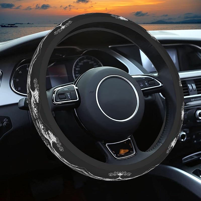 Wildflower Car Steering Wheel Cover, Flower Car Accessory For Diverse Cars, Cute Floral Print Steering Wheel Cover Protector For Women, For Steering