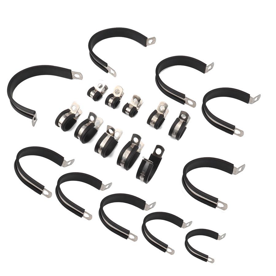 Universal 40PCS 1 Inch Stainless Steel Cable Clamp Rubber Cushioned Insulated Clamp Metal Clamp Tube Holder for Tube Pipe or Wire Cord Installation
