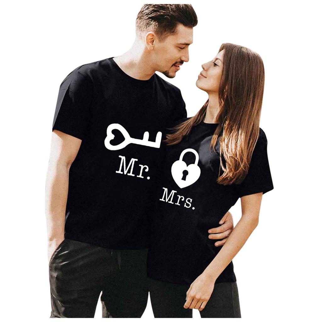 Men Valentine's Day Heart Printed Short Sleeve Tops Blouse T-Shirt