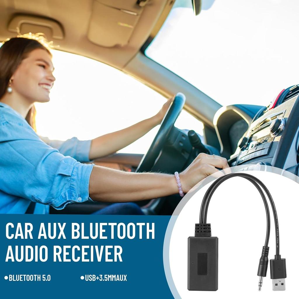 Car Receiver Bluetooth Aux Adapter 3.5MM/0.14IN Car Bluetooth Receiver for Speeding Highly Transmissing Without Distortion Aux Wireless Adapter