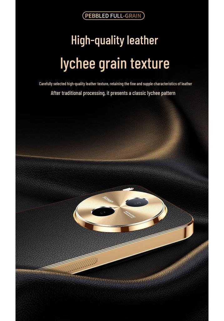 Vivo Y600Pro Lychee Pattern Phone Case with Alloy Lens Protection V2561A