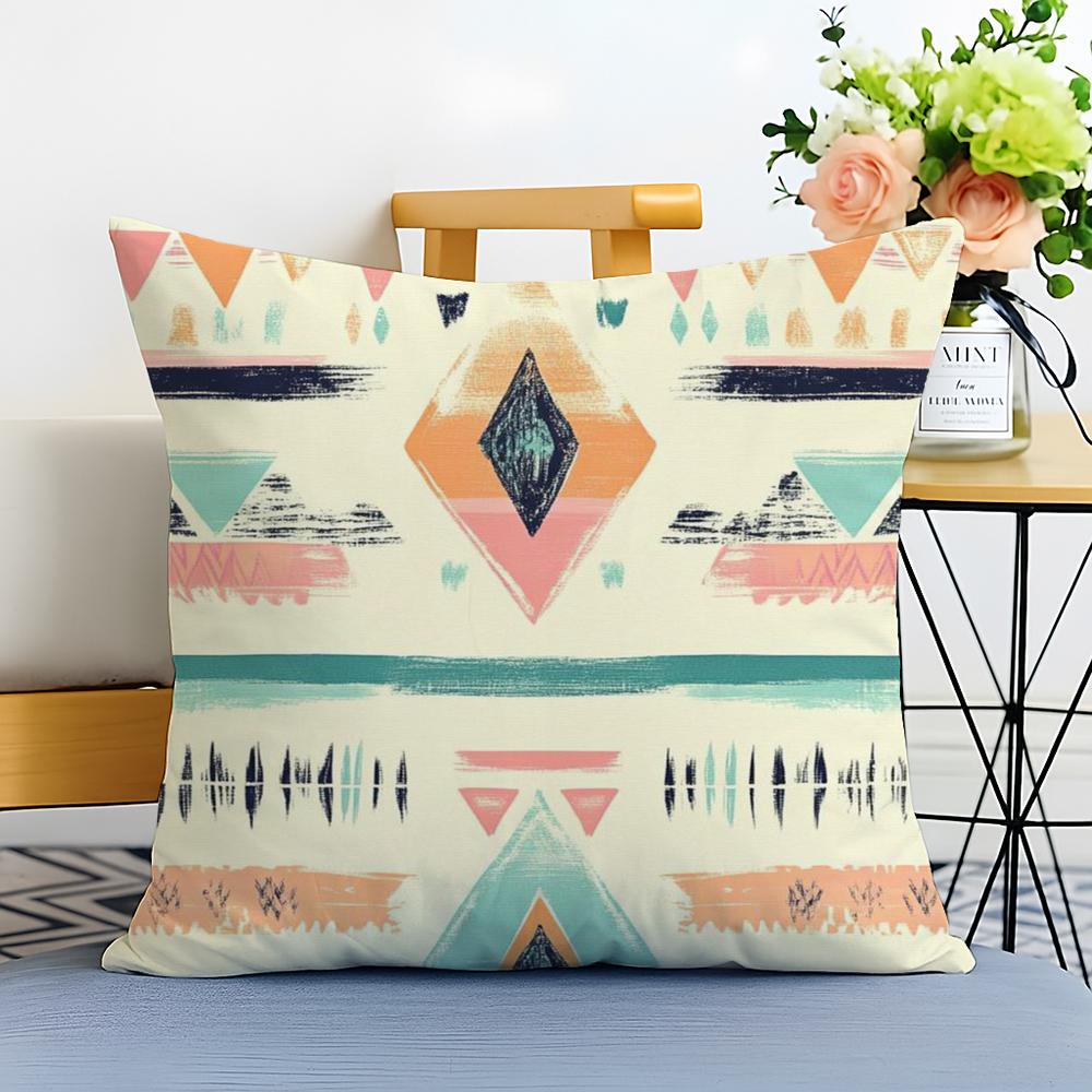 Boho Pattern Cushion Cover Washable Linen Pillowcase Soft  for Sofa Bed Cozy Home Room Decor