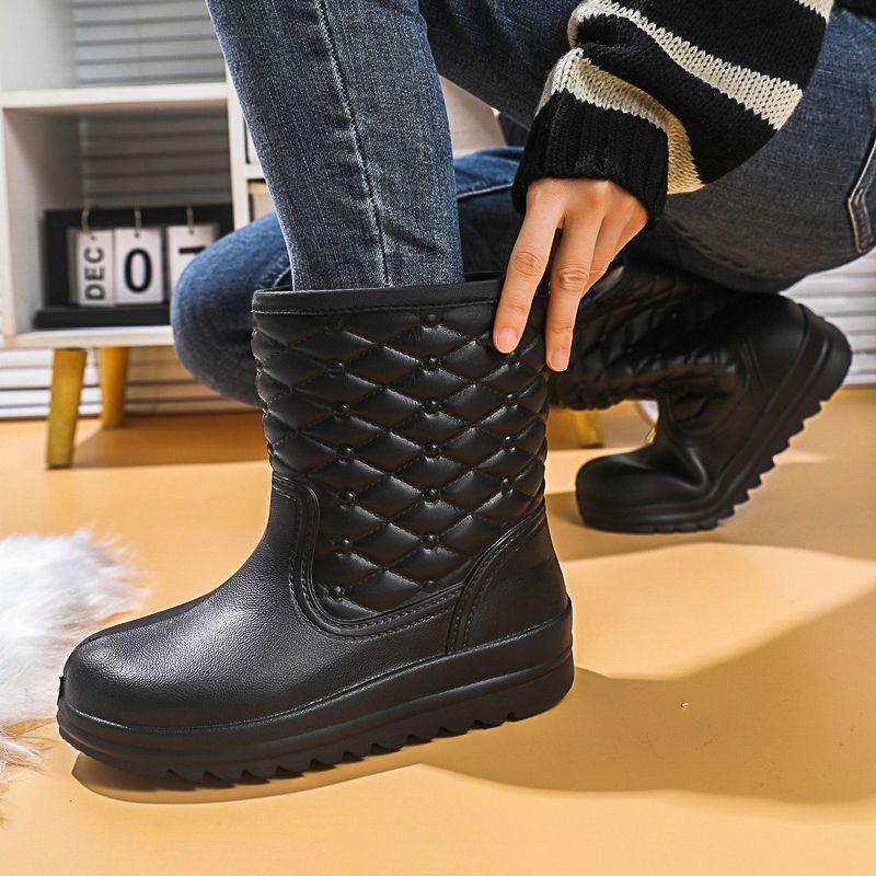 Botas de Neve de EVA Impermeáveis com Forro de Pelúcia: Novo Estilo, Espesso, Antiderrapante, Quente, Sapatos de Inverno