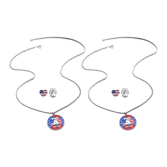 USA 250th Anniversary Jewelry for Women American Flag Necklace And Patriotic Earrings Set 1776-2026 Collectible Gift for Men Women