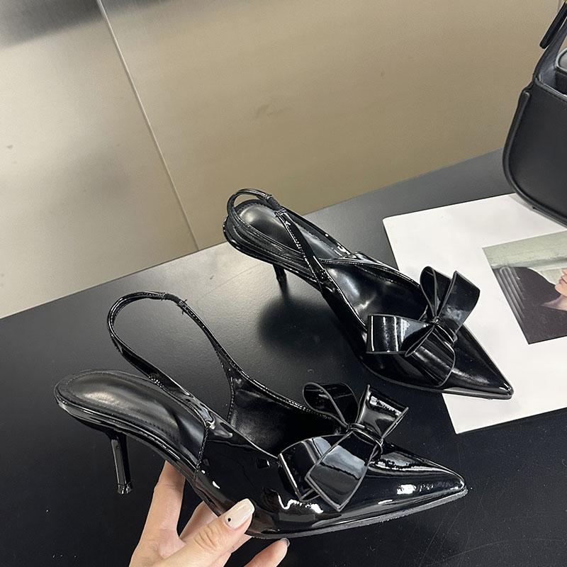 Fashion Fashion Pointed Toe Ladies Thin Heels Sandals Shoes New Footwear Butterfly-Knot Elegant Women Heeled Sandals Shoes Female Pumps