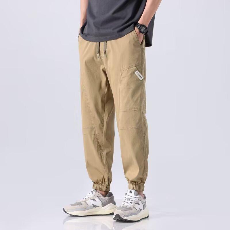 Summer Men's Clothing European and American New Tied Overalls Tethered Closed Placket Ruffian Handsome Straight Trousers