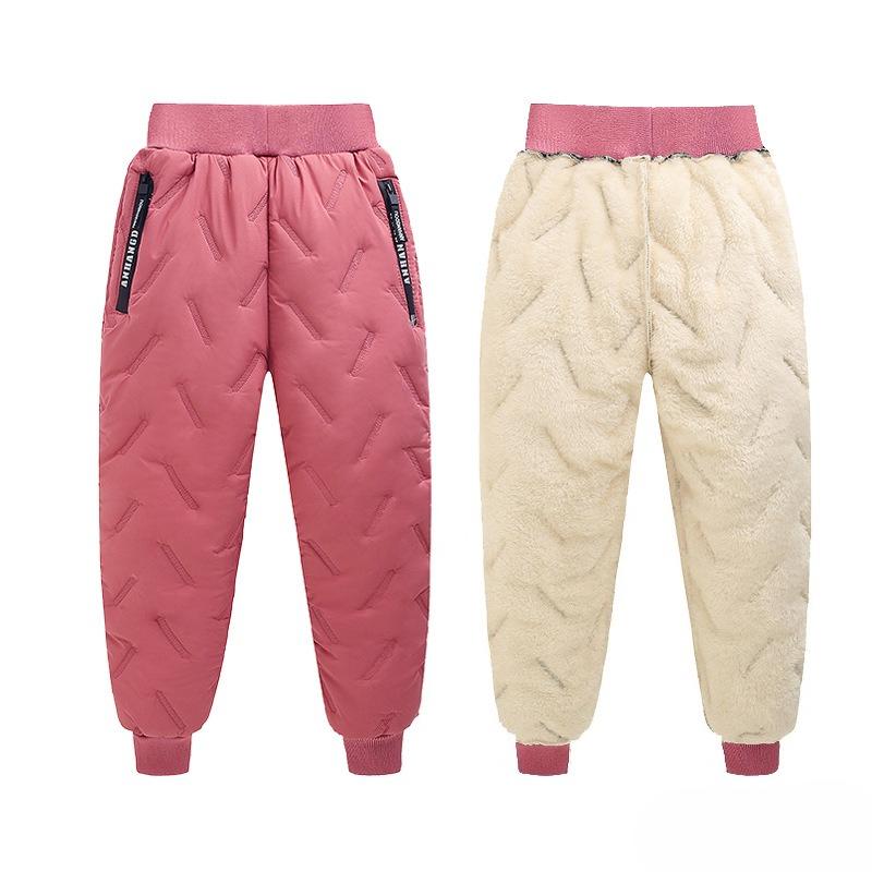 

Теплые зимние брюки для мальчиков - Сверхпрочные брюки для холодной погоды с эластичными манжетами, Толстые, теплоизолированные зимние брюки для мальчиков 170cm розовый