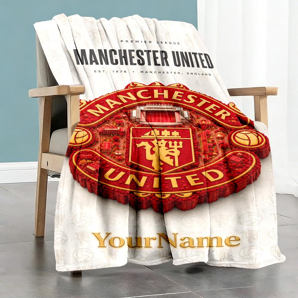 Manchester Customize Text Blanket Multi-purpose Personalized Blanket Ultra-Soft Suitable for Sofa Chair Home Decor Seaside for All Occasions
