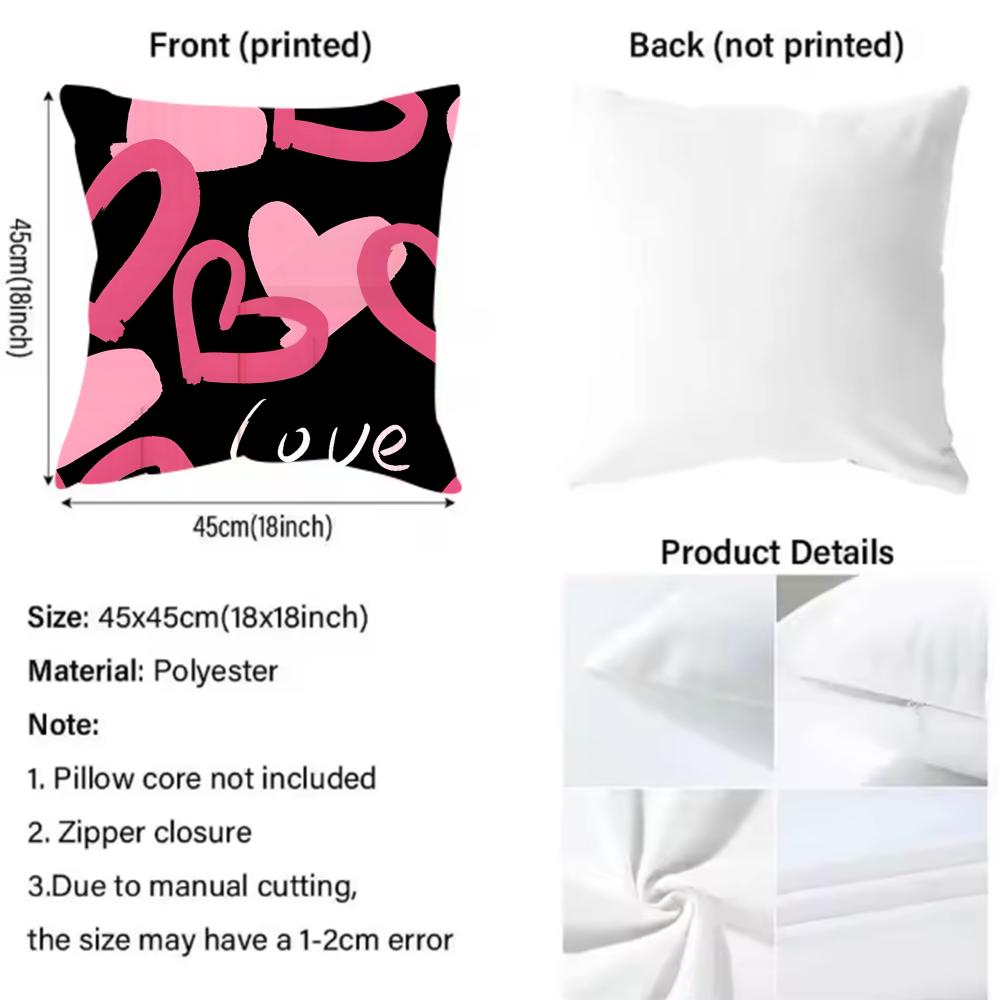 Fashion Love Heart Cushion Cover 2-in-1 Reversible Plush Pillow Cover | Car/Sofa/Bed | Perfect Gift