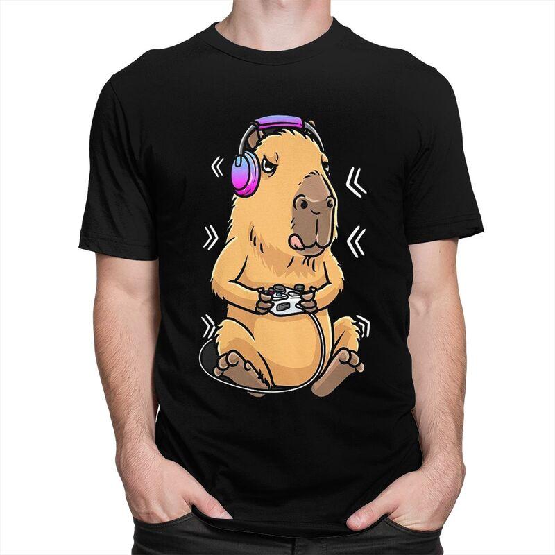 Custom Capybara Giant Cavy Rodent Gamer Gaming T Shirt for Men Pure Cotton Tshirt Leisure Tees Tshirt Clothing