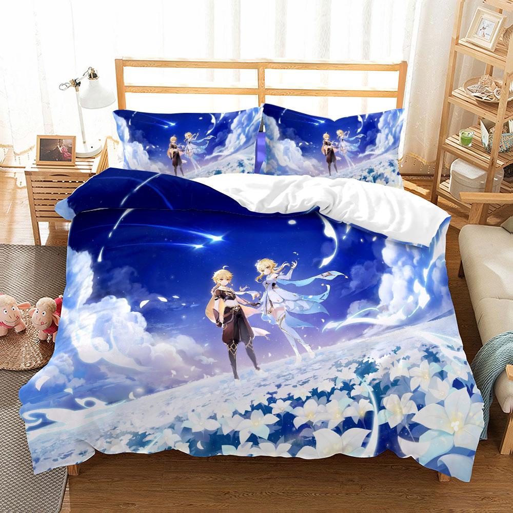 Pop Game Genshin Impact Duvet Cover Set UK Single Double Queen US Twin Full King Size Animal Bedclothes