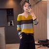 Color-blocked Korean Style Autumn Sweater Versatile Striped Loose Lazy Long-sleeved Bottoming Top