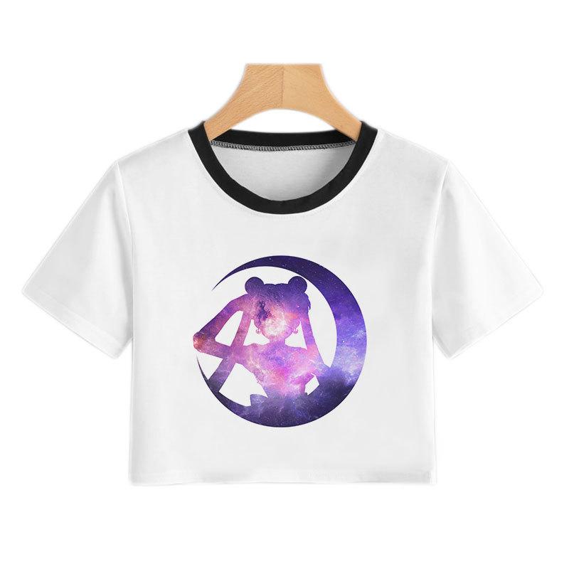 Sailor Moon Sailor Moon Cold Moon T-Shirt New Short T-Shirt Women'S Sexy Navel Shirt
